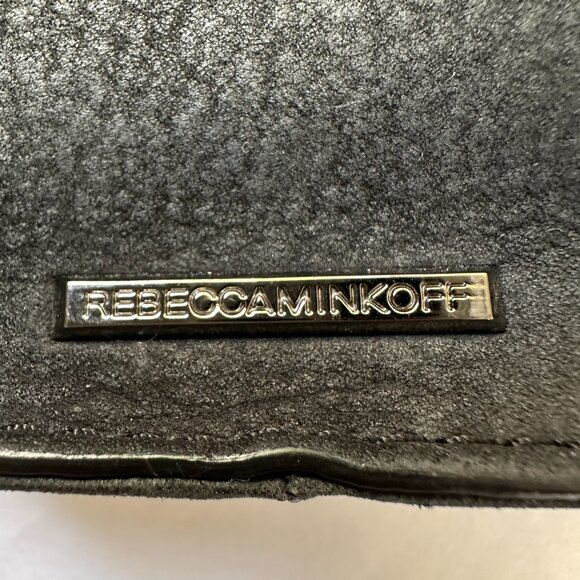 Rebecca Minkoff Purse Small Charcoal Suede Studded Chain Crossbody‎ Soft Velvety - Picture 14 of 16